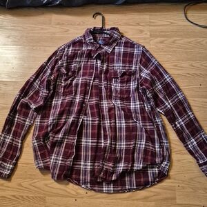 George Men's Burgundy and White Plaid Shirt